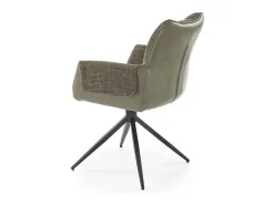 Silla giratoria verde oliva, tela y ecopiel, base de metal de 4 radios LUDMILA