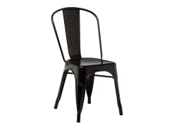 Silla industrial de acero brillante Kontoir, negra-Azul noche