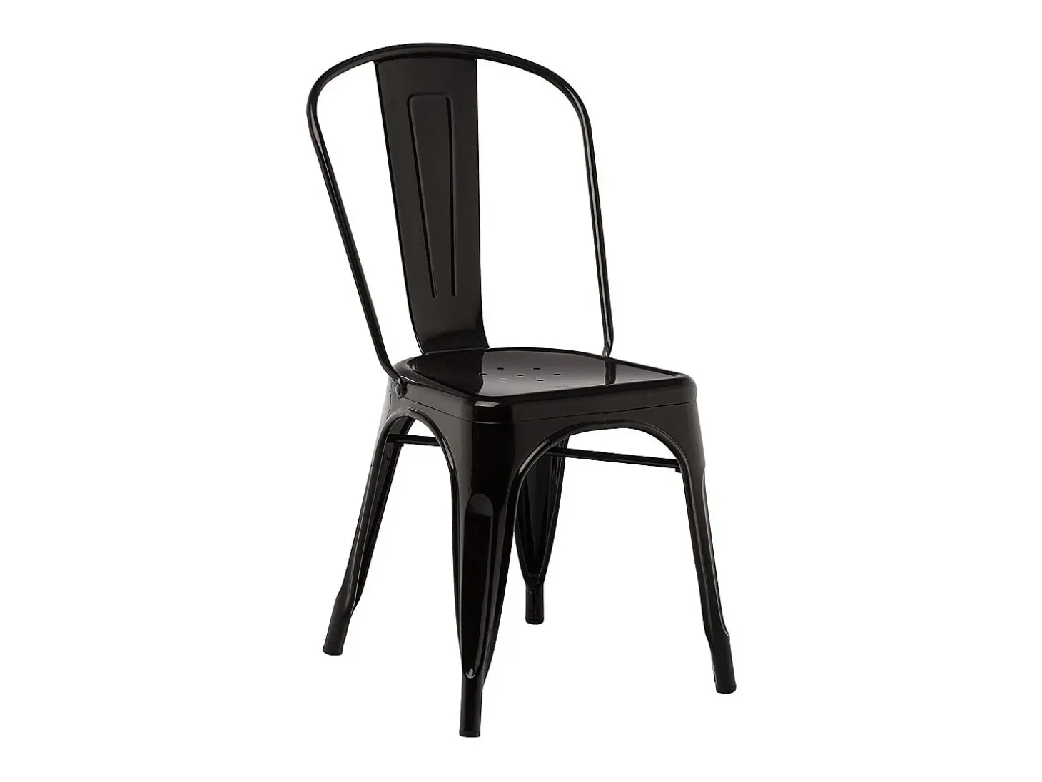 Silla industrial de acero brillante Kontoir, negra-Azul noche