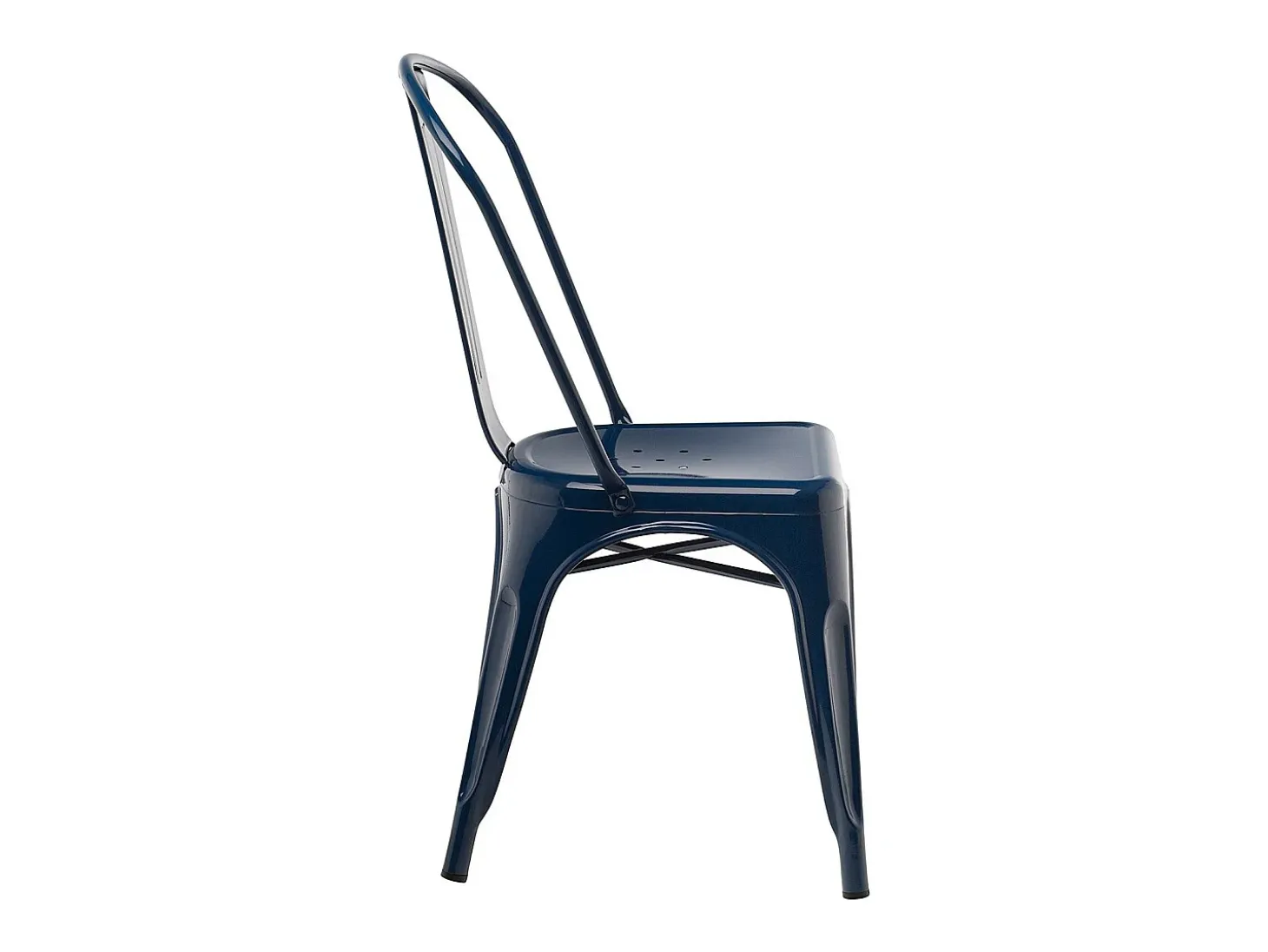 Silla industrial de acero brillante Kontoir, negra-Azul noche