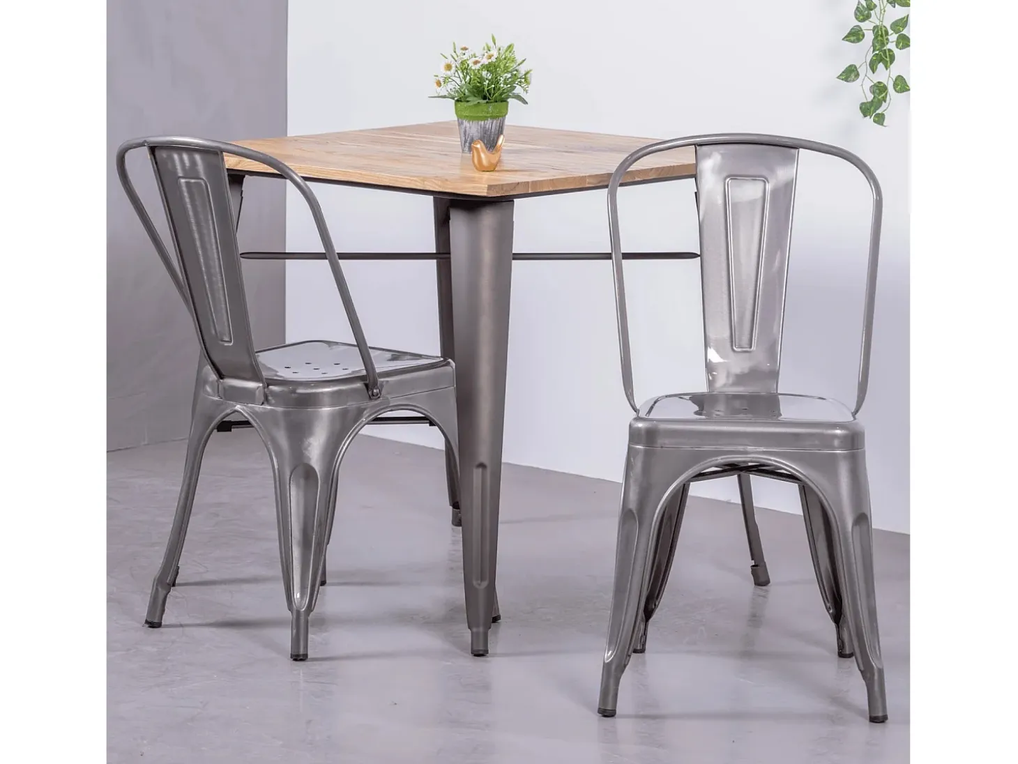 Silla industrial en acero metalizado - Bistro - Metálico