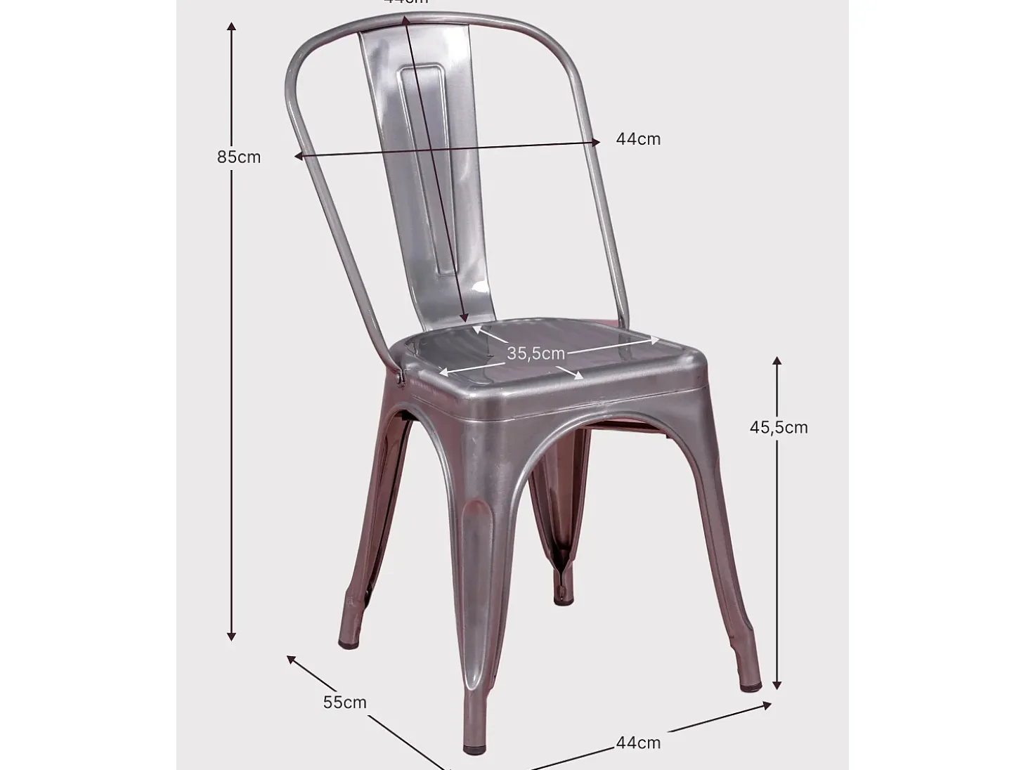 Silla industrial en acero metalizado - Bistro - Metálico