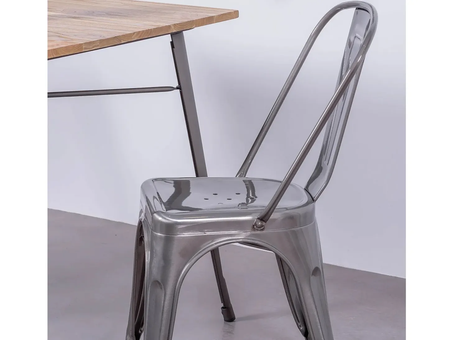 Silla industrial en acero metalizado - Bistro - Metálico