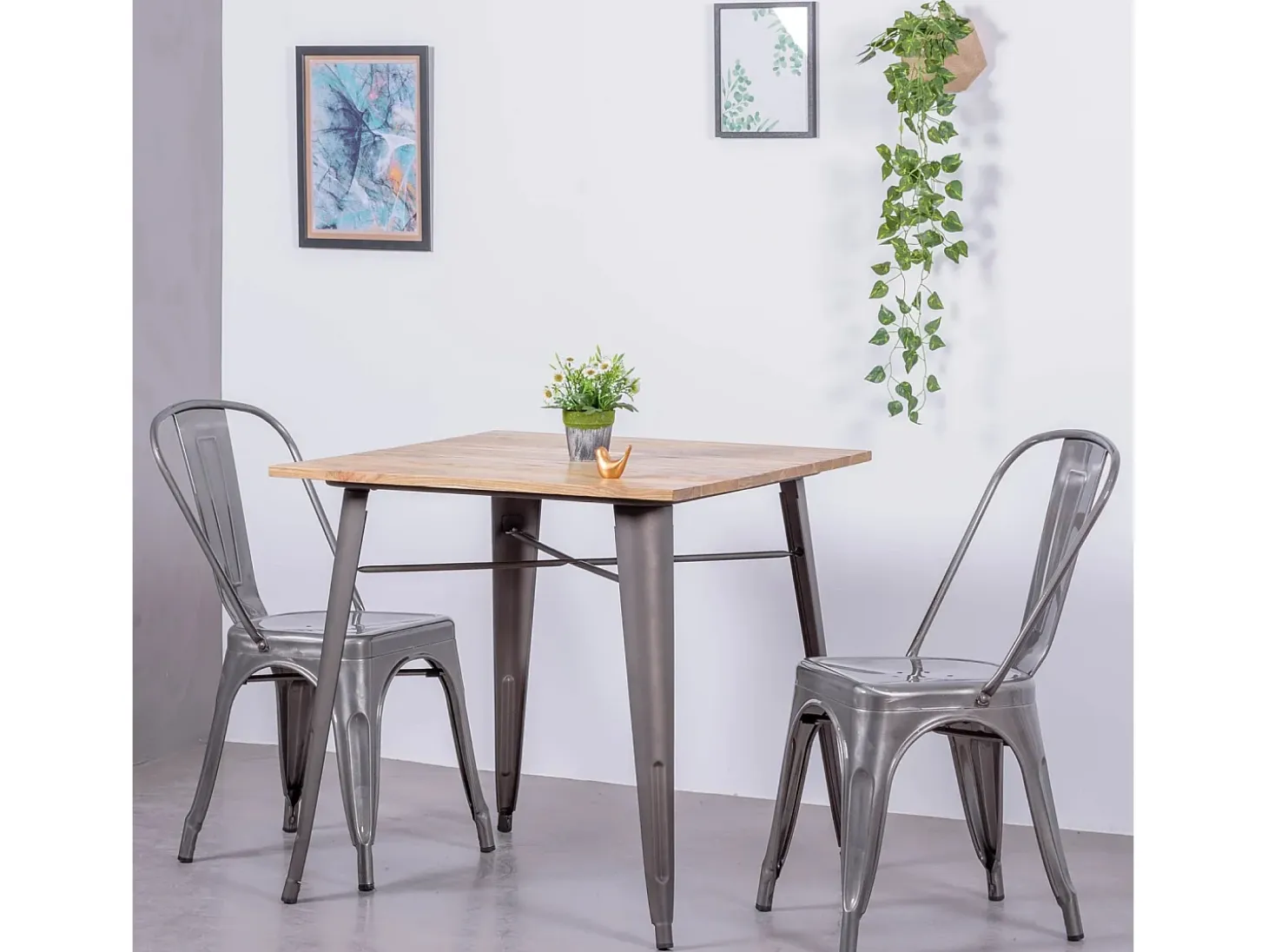 Silla industrial en acero metalizado - Bistro - Metálico