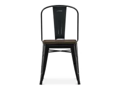 Silla industrial Kontoir de acero blanco brillante con asiento de pino macizo oscuro-Violeta