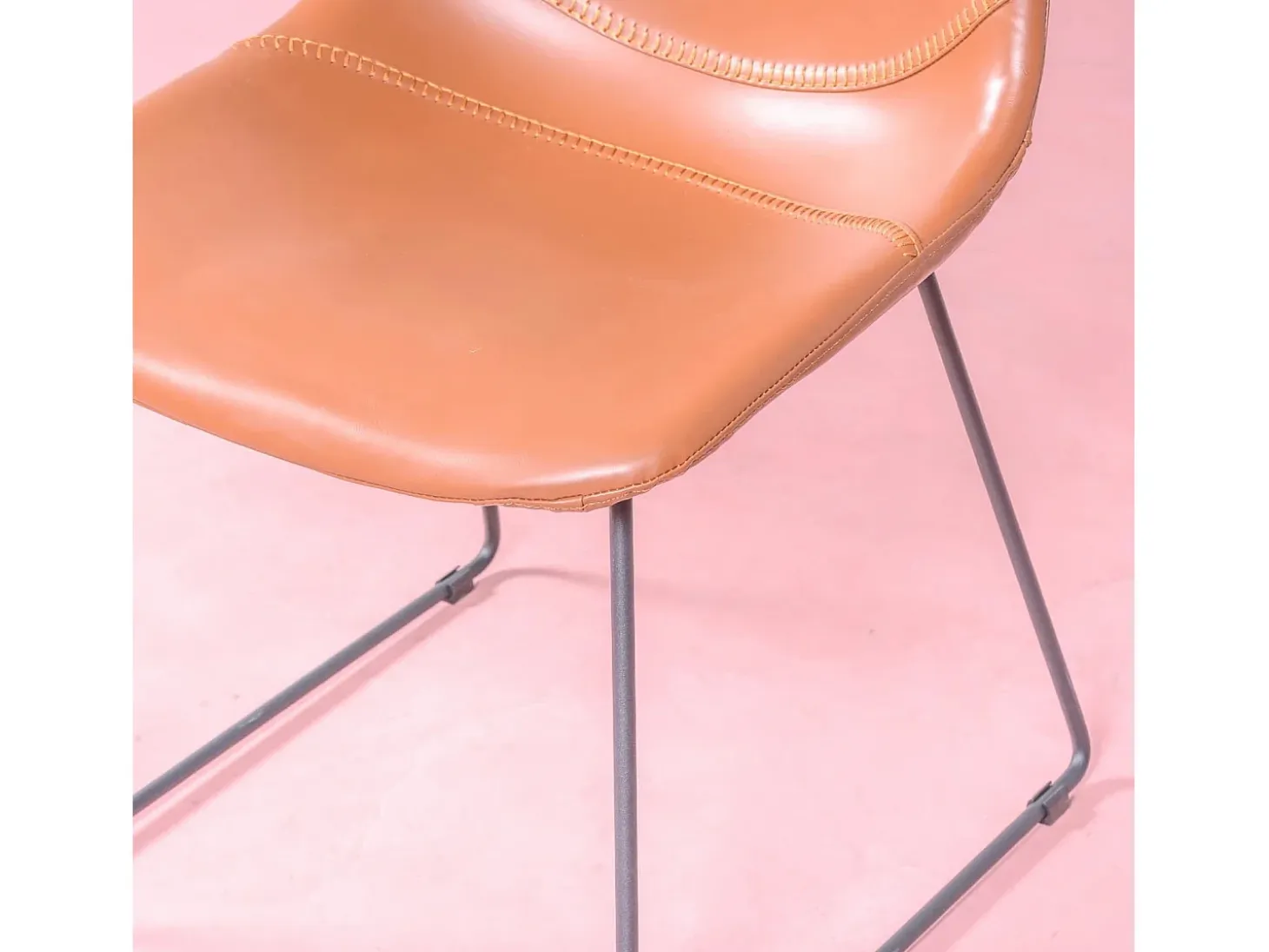 Silla industrial vintage tapizada en Polipiel - City - Naranja