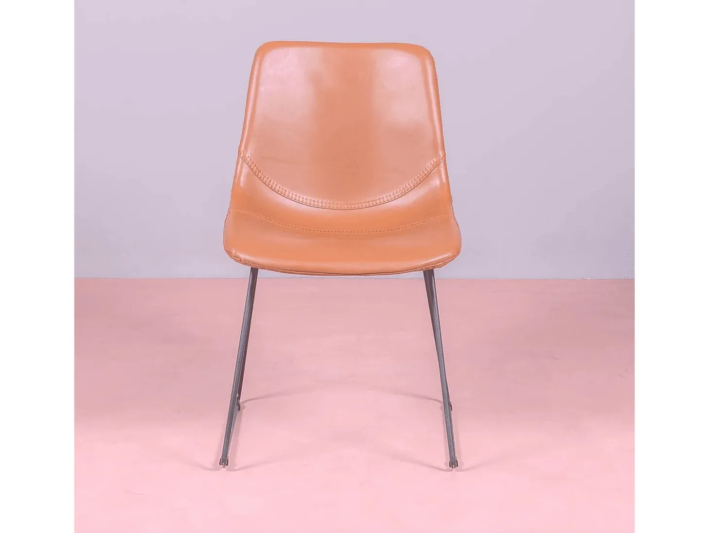 Silla industrial vintage tapizada en Polipiel - City - Naranja