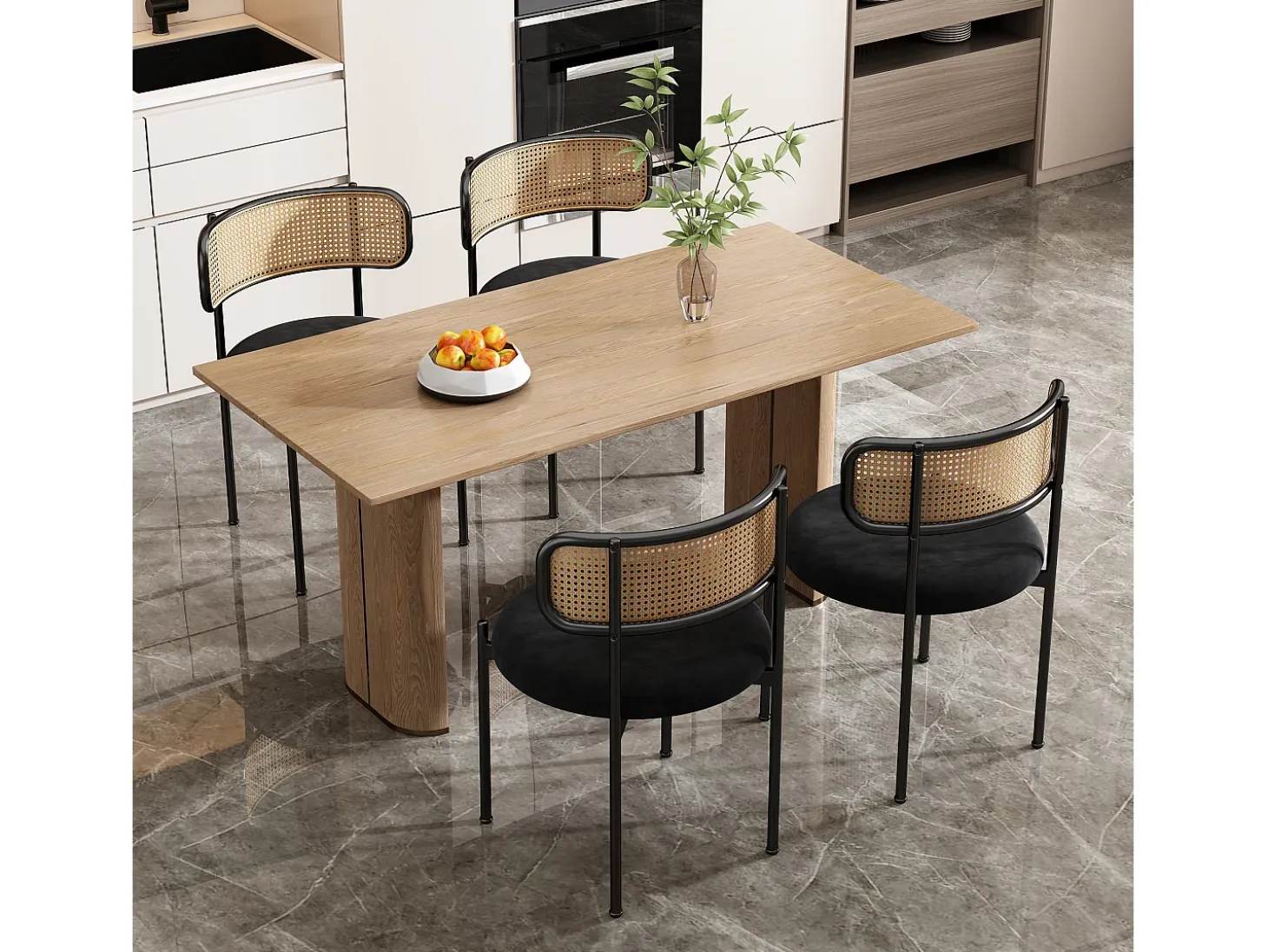 Silla, juego de 4, silla de ocio moderna y sencilla negra.