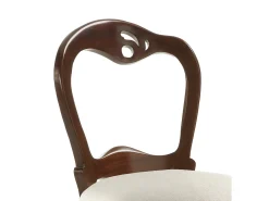 Silla Kaly de madera maciza de caoba y tela beige