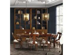 Silla Kaly de madera maciza de caoba y tela beige