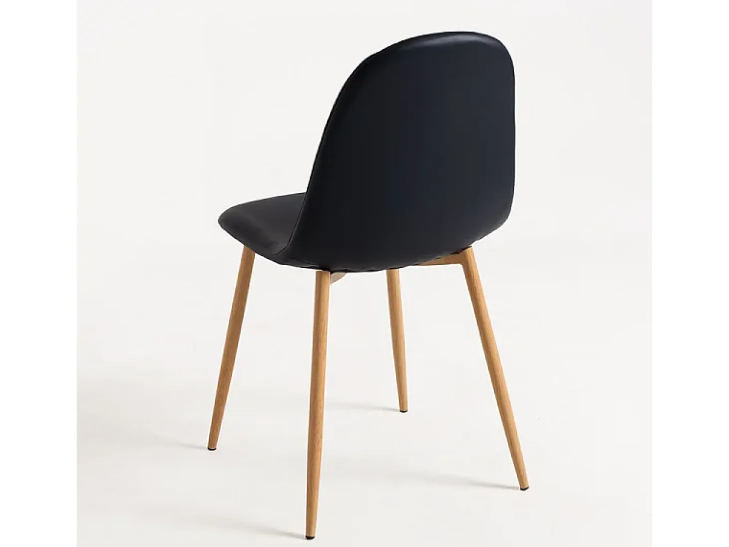 Silla Kuza de polipiel negra con patas de metal efecto madera natural - Lote de 2