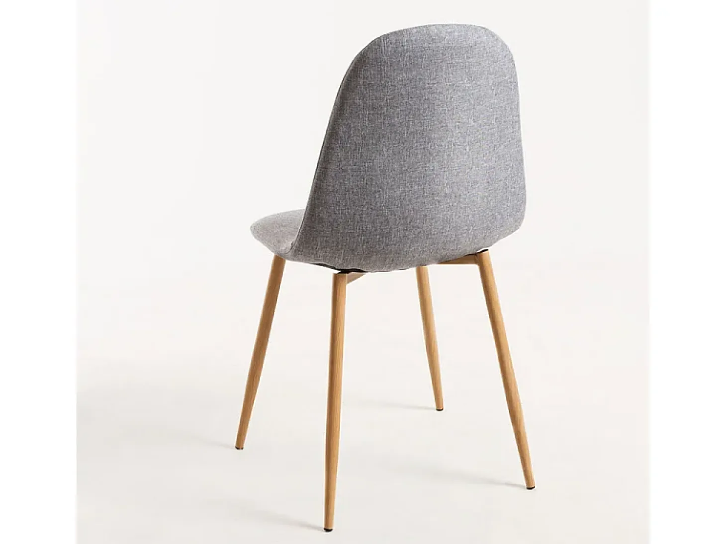 Silla Kuza de tela gris claro con patas de metal efecto madera natural - Lote de 2