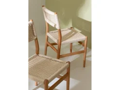 Silla LAP de madera de haya y cuerda natural – Auténtica artesanía-Color ribete verde crudo