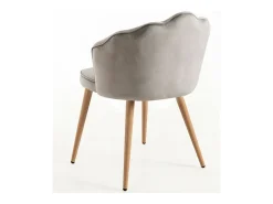 Silla Lizaty de terciopelo gris y madera natural - Juego de 2