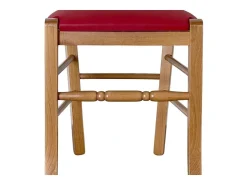 Silla Loris en nogal claro con asiento de piel sintética roja