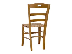 Silla Loris en nogal claro con asiento de paja de arroz