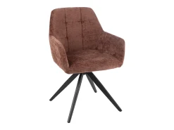 Silla LOUNA con reposabrazos – Tejido suave y patas de acero negro-Color Marrón