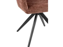 Silla LOUNA con reposabrazos – Tejido suave y patas de acero negro-Color Marrón