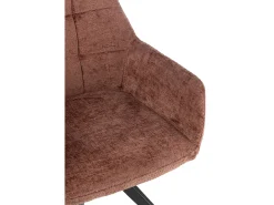 Silla LOUNA con reposabrazos – Tejido suave y patas de acero negro-Color Marrón