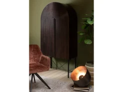 Silla LOUNA con reposabrazos – Tejido suave y patas de acero negro-Color Marrón