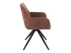Silla LOUNA con reposabrazos – Tejido suave y patas de acero negro-Color Marrón