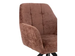 Silla LOUNA con reposabrazos – Tejido suave y patas de acero negro-Color Marrón