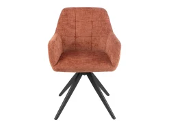 Silla LOUNA con reposabrazos – Tejido suave y patas de acero negro-Color Marrón