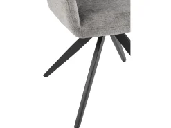 Silla LOUNA con reposabrazos – Tejido suave y patas de acero negro-Color Gris