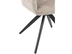 Silla LOUNA con reposabrazos – Tejido suave y patas de acero negro-Color Topo