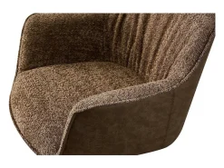 Silla LUCIA – Bouclé Arena & Respaldo PU Marrón – H82.5 × L62 × P63 cm – Estilo diseño