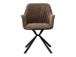 Silla LUCIA – Bouclé Arena & Respaldo PU Marrón – H82.5 × L62 × P63 cm – Estilo diseño