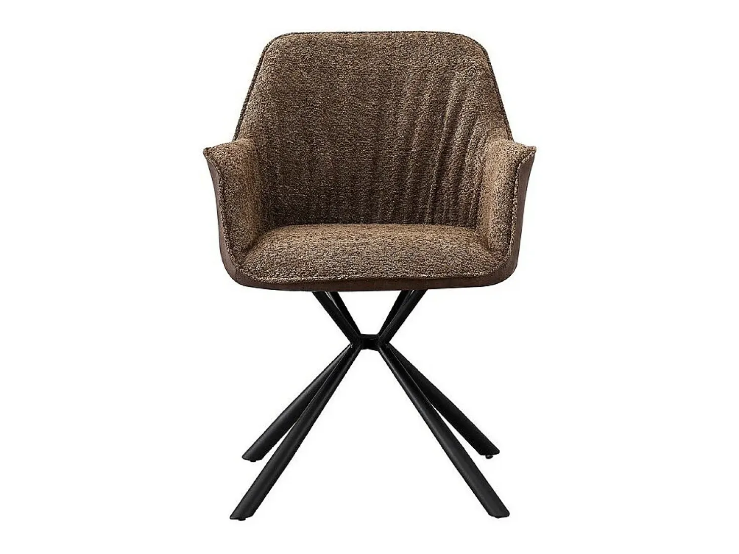Silla LUCIA – Bouclé Arena & Respaldo PU Marrón – H82.5 × L62 × P63 cm – Estilo diseño