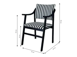 Silla madera negra y tejido a rayas blancas y negras ETIENNE