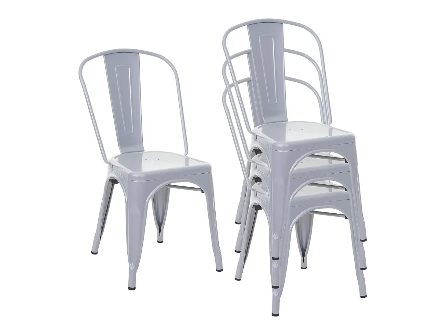 Silla MCW-A73 metal (juego de 4), gris