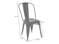 Silla MCW-A73 metal (juego de 4), gris