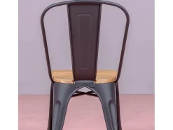 Silla metálica con asiento de madera de olmo - Bistro - Negro