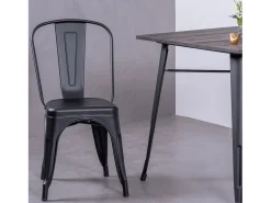 Silla metálica en acero de estilo industrial - Bistro - Negro