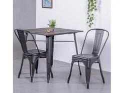 Silla metálica en acero de estilo industrial - Bistro - Negro