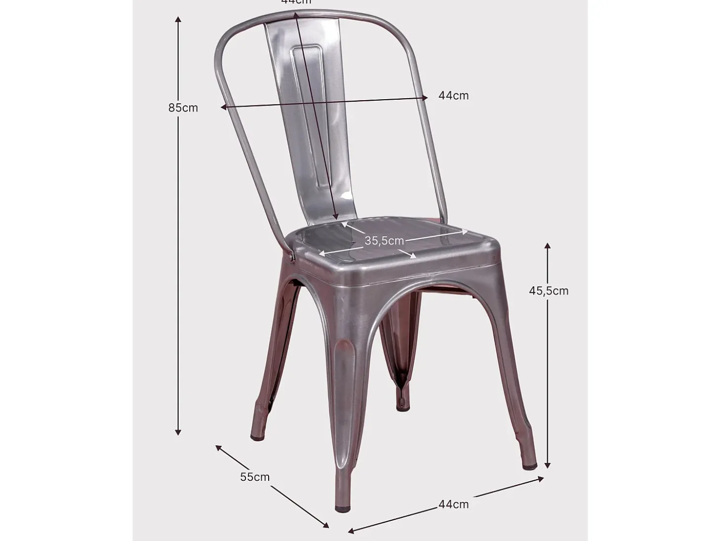 Silla metálica en acero de estilo industrial - Bistro - Blanco