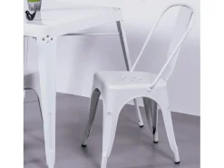 Silla metálica en acero de estilo industrial - Bistro - Blanco