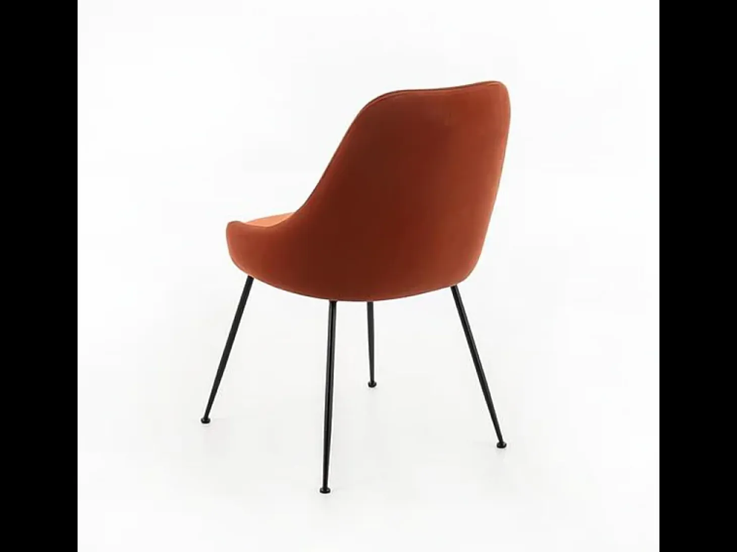 Silla moderna acolchada "Alyssa" efecto terciopelo naranja cm 49,5x48,5 80h