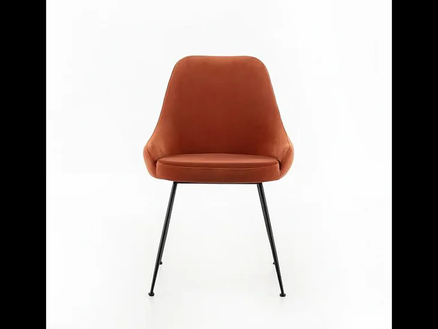 Silla moderna acolchada "Alyssa" efecto terciopelo naranja cm 49,5x48,5 80h