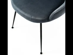 Silla moderna acolchada "Alyssa" efecto terciopelo gris agua 49,5x48,5 cm 80h