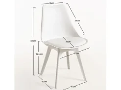 Silla moderna Arko de polipropileno y cojín de asiento de piel sintética blanca
