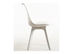 Silla moderna Arko de polipropileno y cojín de asiento de piel sintética blanca