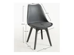 Silla moderna Arko de polipropileno y cojín de asiento de piel sintética gris oscuro