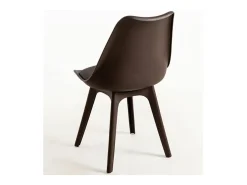 Silla moderna Arko de polipropileno y cojín de asiento en símil piel color chocolate