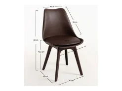 Silla moderna Arko de polipropileno y cojín de asiento en símil piel color chocolate