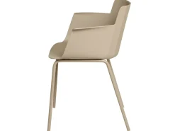 Silla moderna con reposabrazos en polipropileno y metal Kova-Color ribete verde crudo