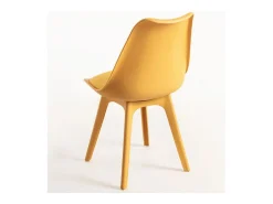 Silla moderna de polipropileno y cojín de asiento en polipiel amarillo Arko